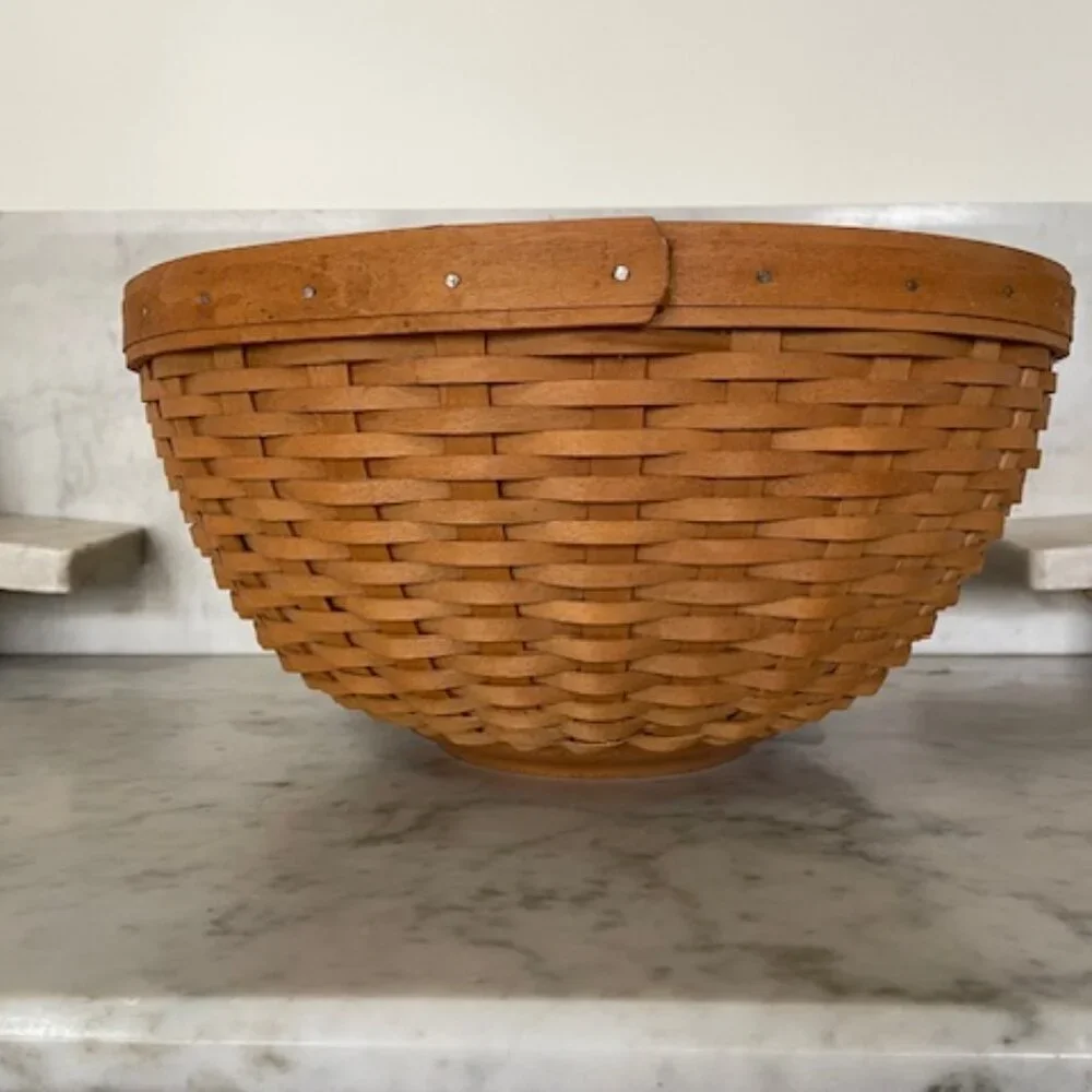 LONGABERGER Hostess Woven Bowl Basket XL 13” Round Handwoven Brown Retired